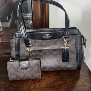 Coach Black and Brown Crossbody Bag with matching wallet